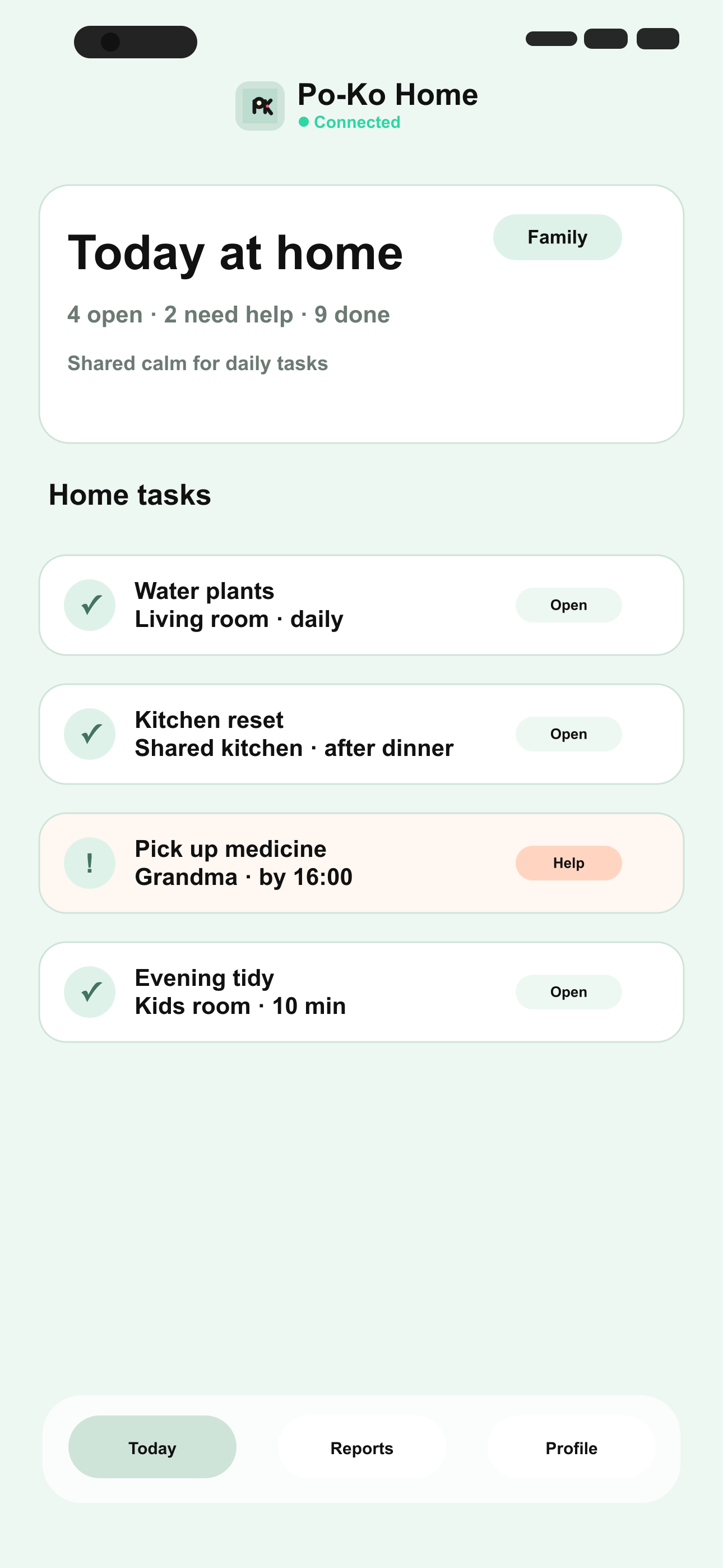 Po-Ko Home mobile screen